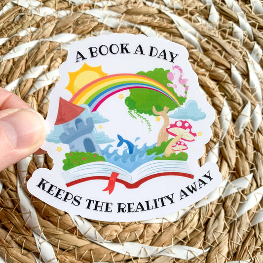 a book a day sticker - waterproof sticker - gifts for readers - RF design company