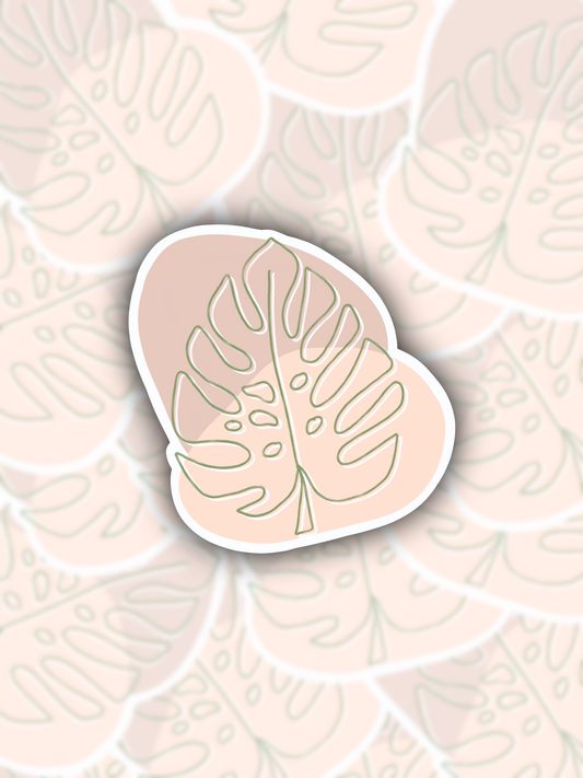 Neutral Monstera Leaf sticker