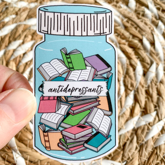 book antidepressants sticker - waterproof sticker - gifts for readers - RF design company