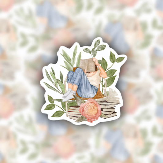 Bookish Fairy Girl With Face In A Book sticker