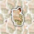 Load image into Gallery viewer, Bookish Girl With Full Book Stack sticker
