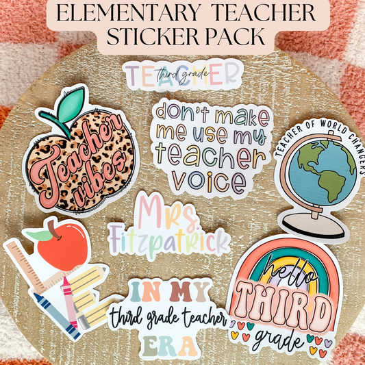 elementary school teacher sticker - teacher gift - teacher appreciation gift - end of the school year gift for teachers - waterproof stickers - RF Design Company