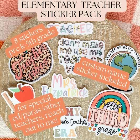 elementary school teacher sticker - teacher gift - teacher appreciation gift - end of the school year gift for teachers - waterproof stickers - RF Design Company