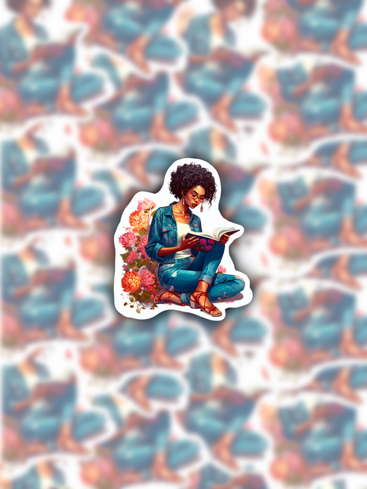 Hydrangea Bookish Girl sticker