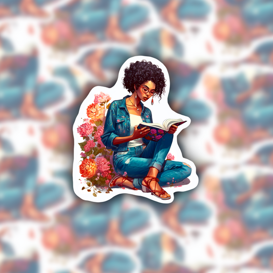 Bookish Girl Reading sticker