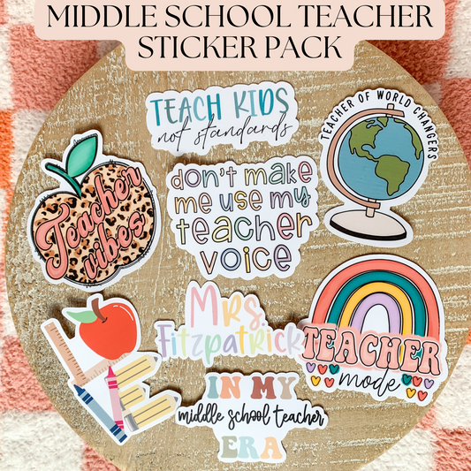 middle school teacher sticker - teacher gift - teacher appreciation gift - end of the school year gift for teachers - waterproof stickers - RF Design Company