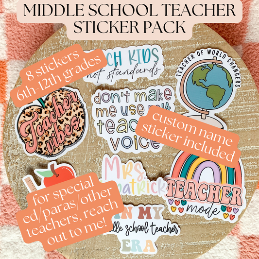 middle school teacher sticker - teacher gift - teacher appreciation gift - end of the school year gift for teachers - waterproof stickers - RF Design Company