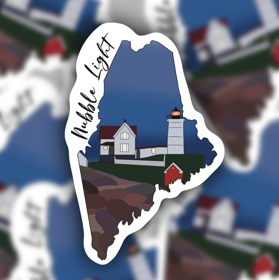 Nubble Lighthouse sticker - York Maine sticker - maine sticker - waterproof sticker - RF Design Company