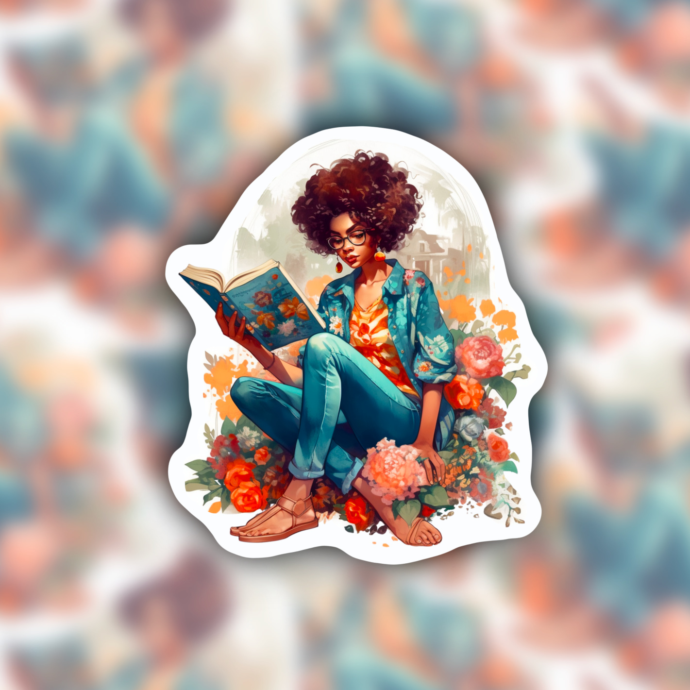 Open Book Bookish Girl sticker