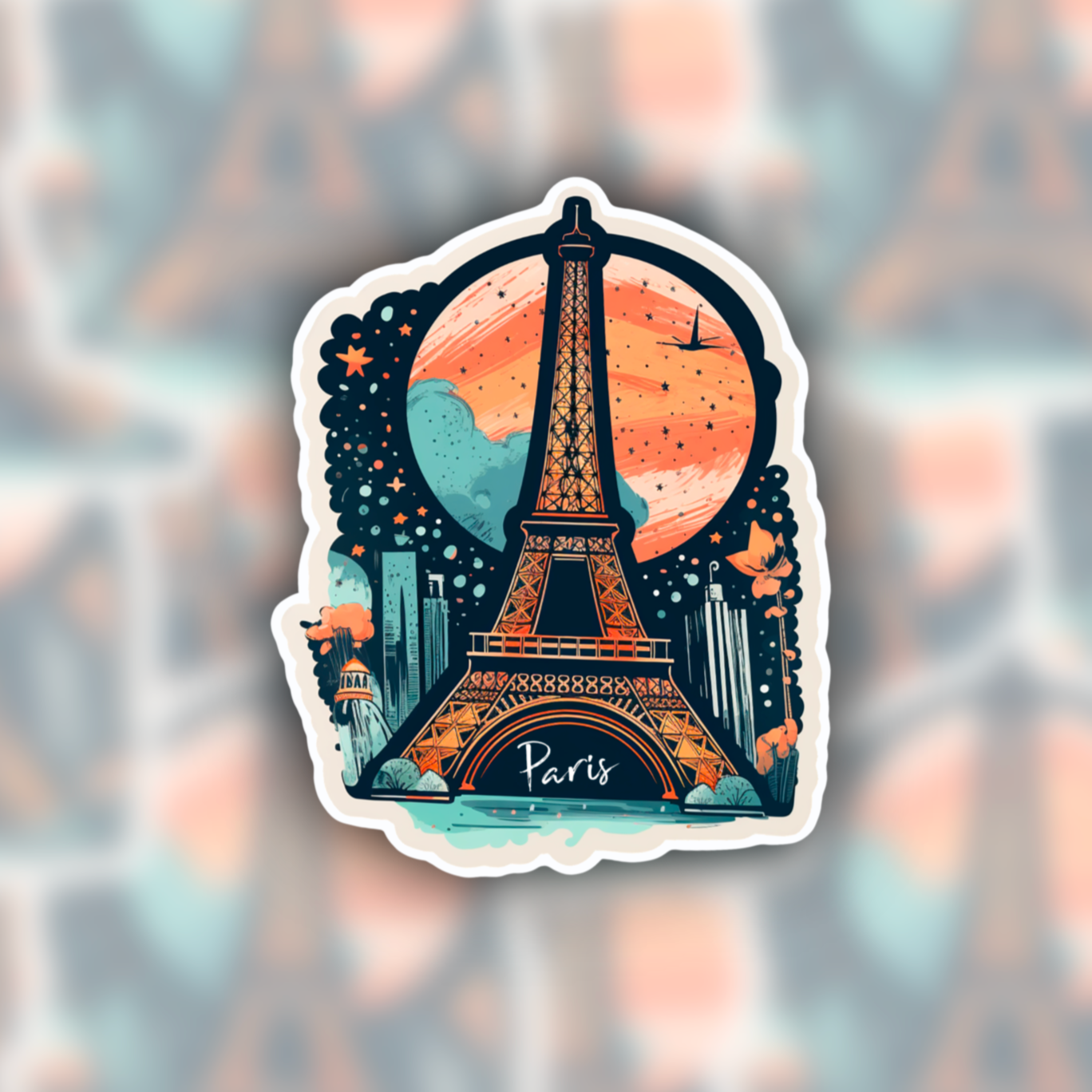 Eiffel Tower sticker - France sticker- Paris sticker - landmark sticker - travel sticker - wanderlust sticker - adventure sticker -  waterproof sticker - RF Design Company