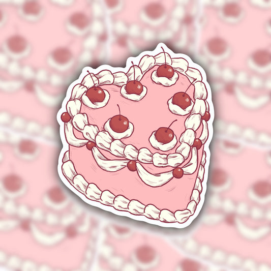 pink cake sticker - cherries sticker - coquette sticker - farmers market sticker - waterproof sticker - RF Design Company- trendy sticker