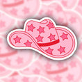 Load image into Gallery viewer, pink cowgirl hat sticker  - coquette sticker - farmers market sticker - waterproof sticker - RF Design Company- trendy sticker
