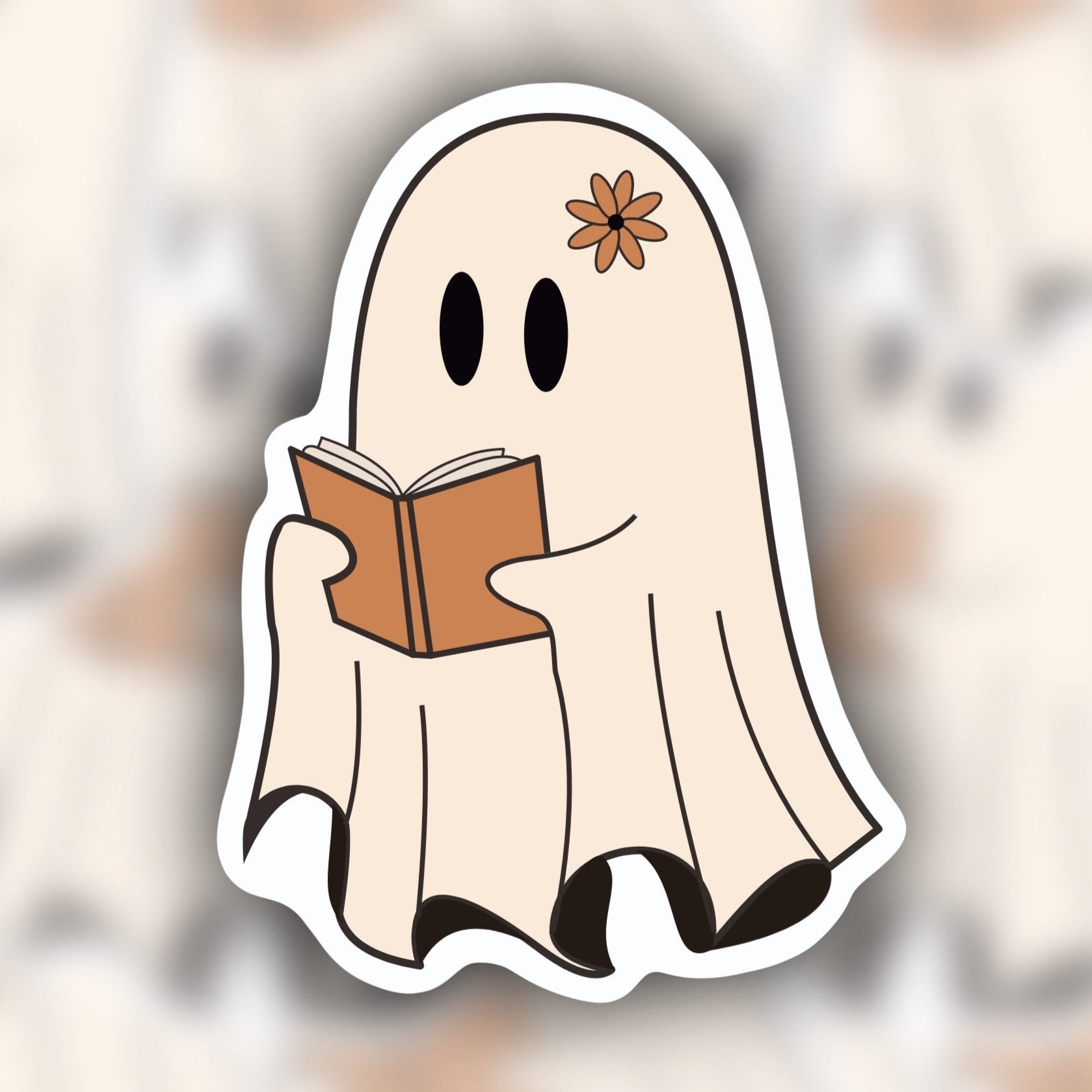 spooky sticker - ghost sticker - reading ghost sticker - waterproof sticker - trendy sticker - funny sticker - RF Design Company