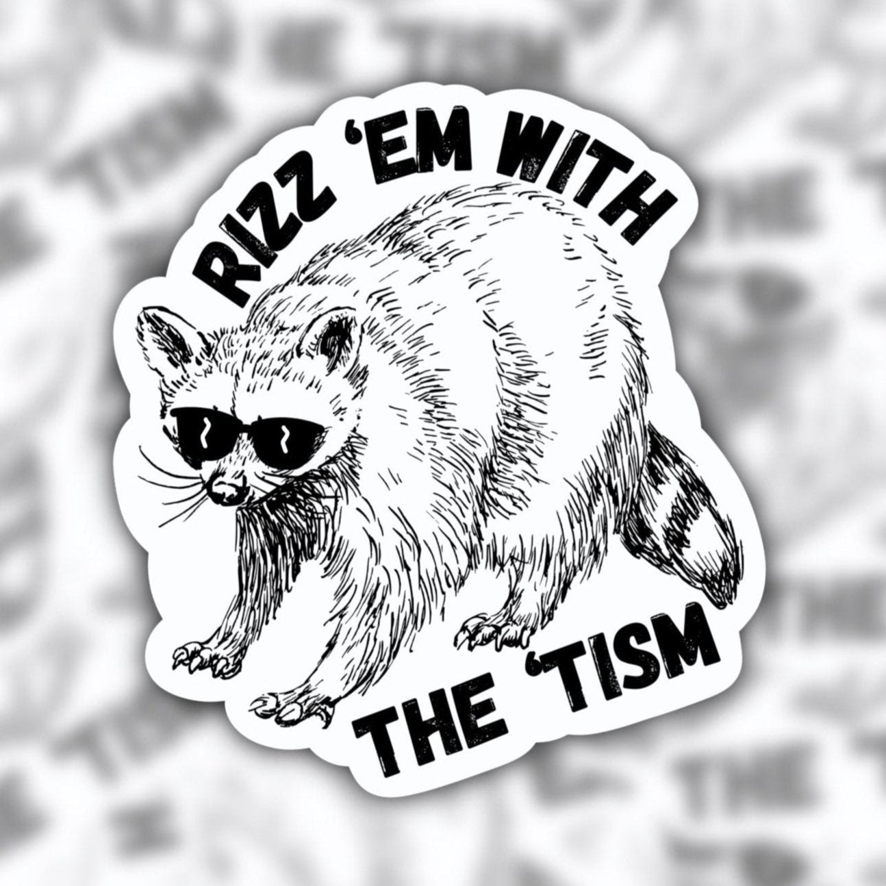 rizz em with the tism sticker - raccoon sticker - autism sticker - waterproof sticker - trendy sticker - funny sticker - RF Design Company