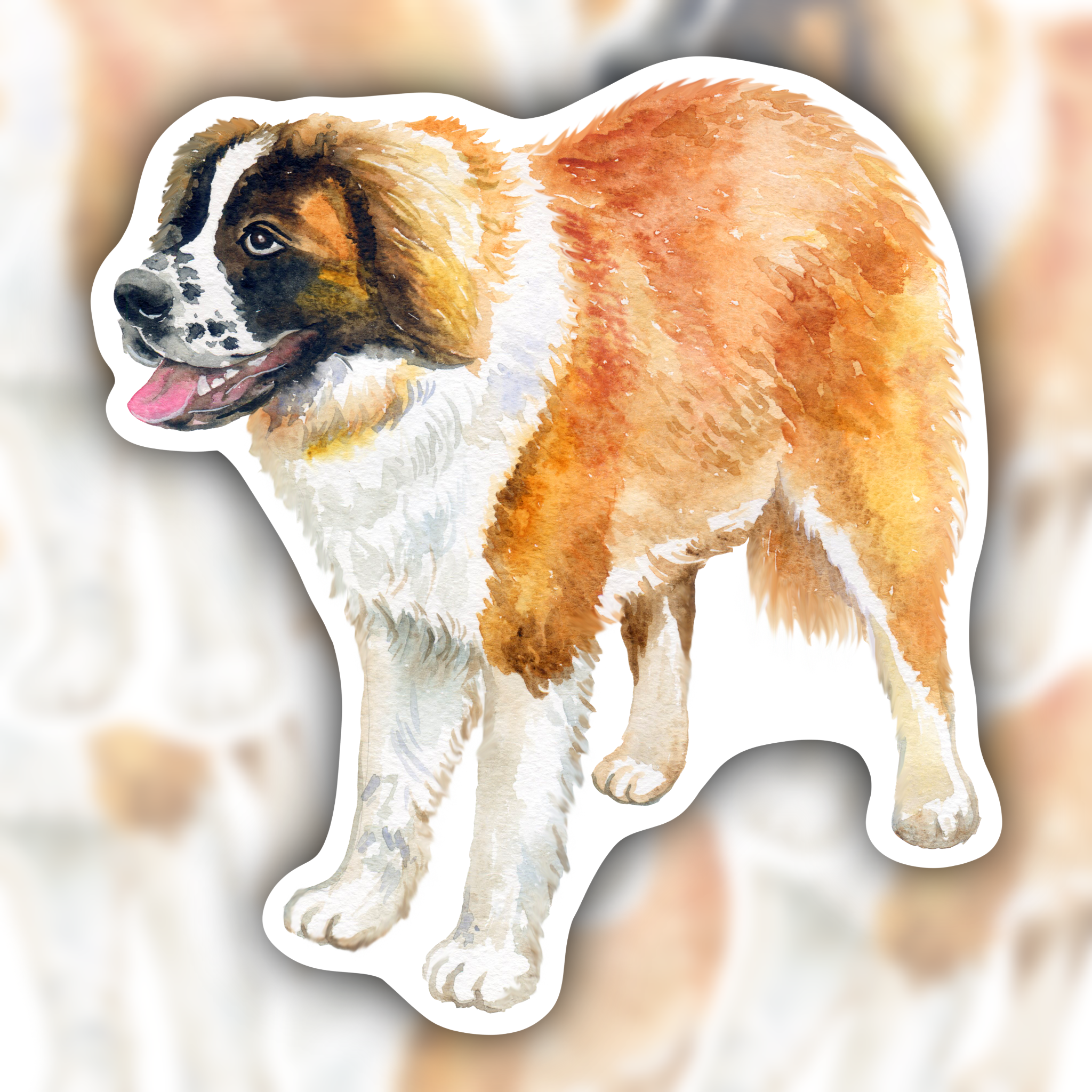 St Bernard waterproof sticker - pet portrait sticker - RF design company