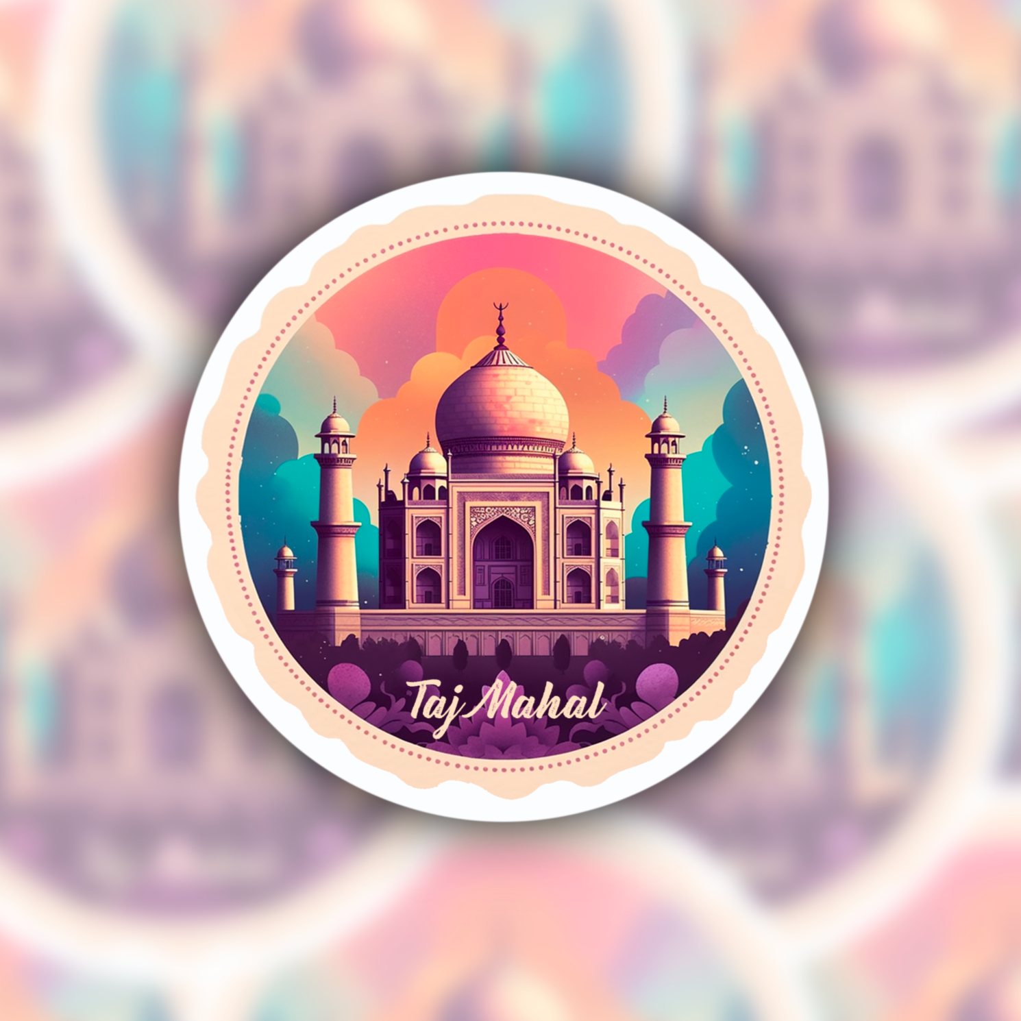 Taj Mahal sticker - landmark sticker - travel sticker - wanderlust sticker - adventure sticker -  waterproof sticker - RF Design Company