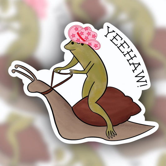 yeehaw cowboy snail sticker - cowboy sticker - snail sticker - waterproof sticker - trendy sticker - funny sticker - RF Design Company