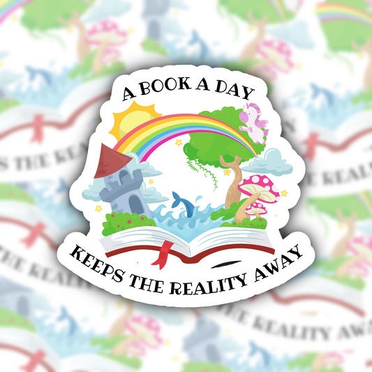 a book a day sticker - waterproof sticker - gifts for readers - RF design company