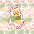 Load image into Gallery viewer, book worm sticker - reading sticker - waterproof sticker - gifts for readers - RF design company
