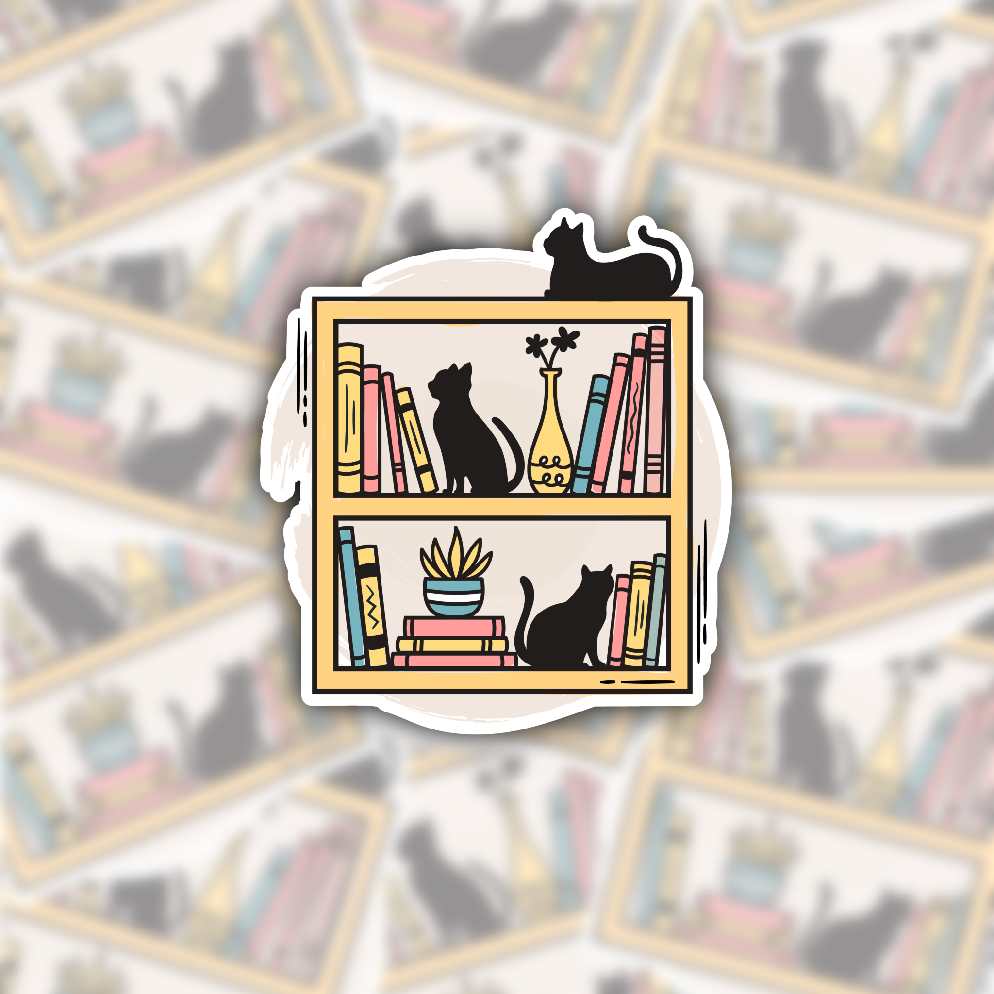 Cat Bookshelf sticker