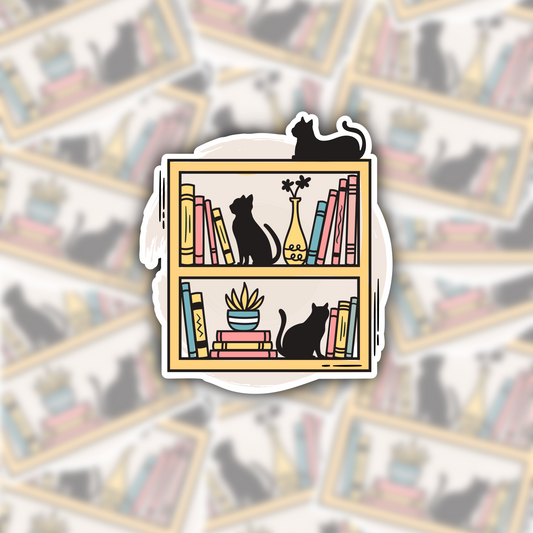 Cat Bookshelf sticker