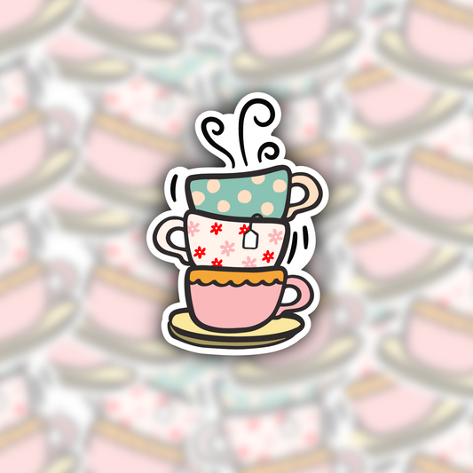 Pink Coffee Cups sticker