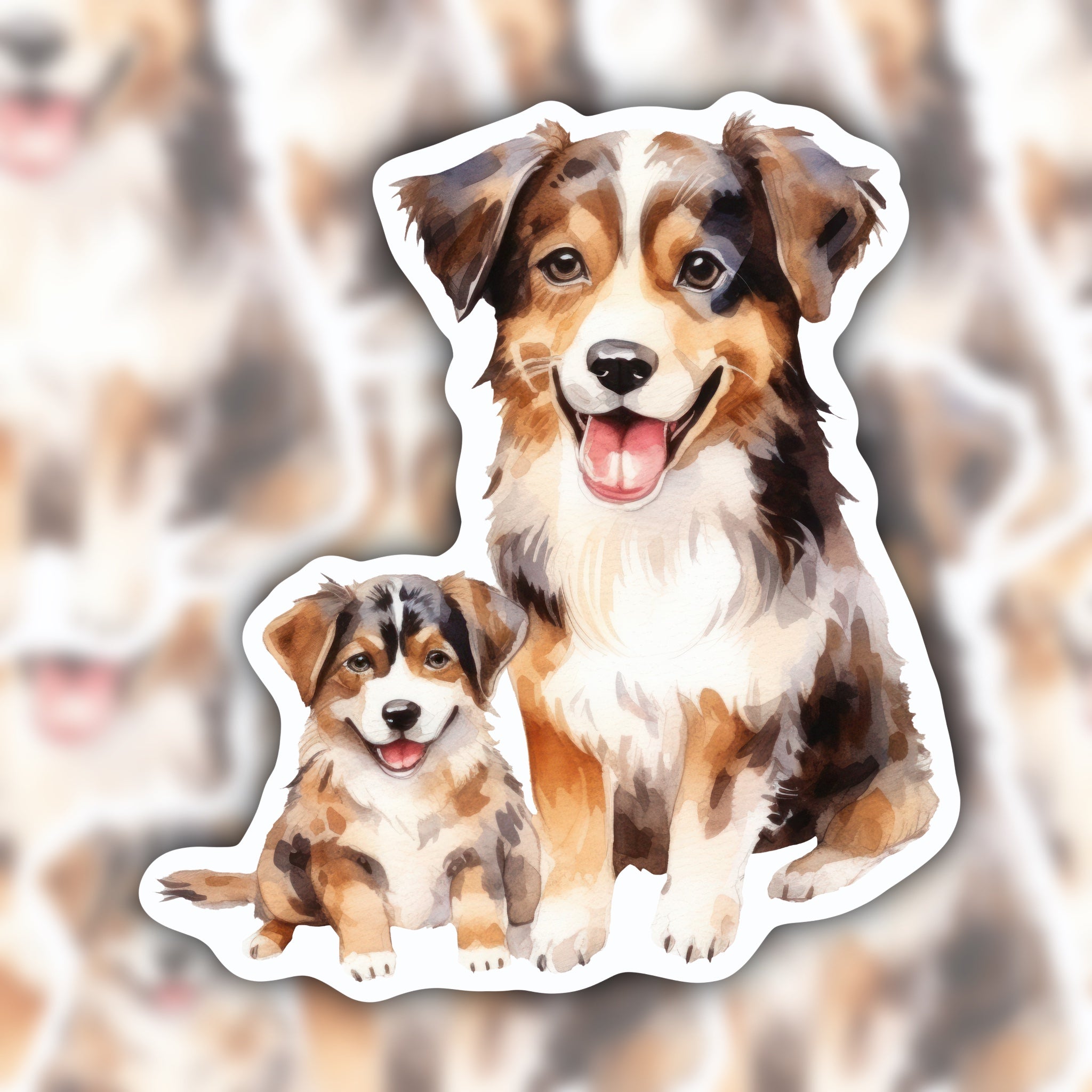 Dog with puppy sticker