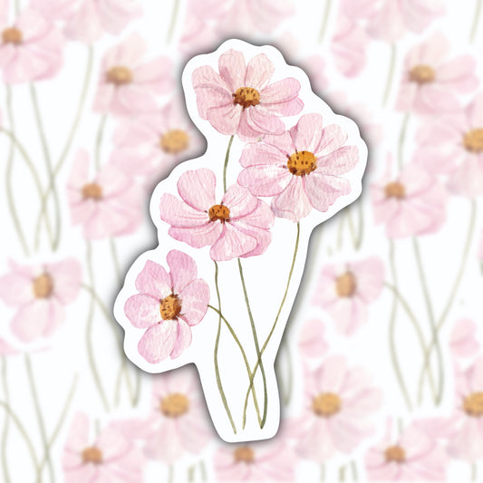 pink flowers sticker - gift for mothers day - waterproof sticker - RF Design company