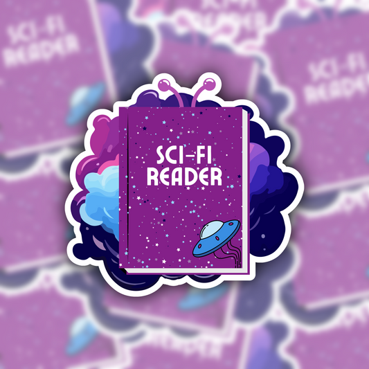 sci fi reader sticker - reading sticker - waterproof sticker - gifts for readers - RF design company