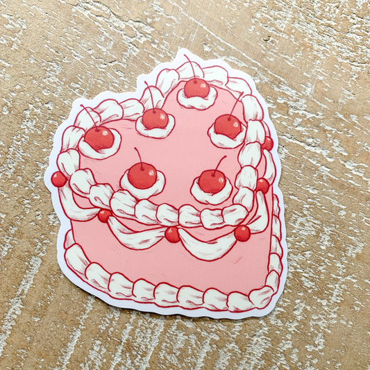 pink cake sticker - cherries sticker - coquette sticker - farmers market sticker - waterproof sticker - RF Design Company- trendy sticker