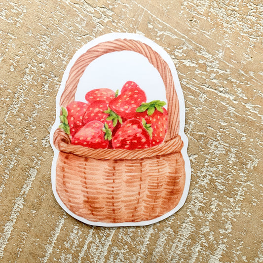 strawberry basket sticker - farmers market sticker - waterproof sticker - RF Design Company- trendy sticker