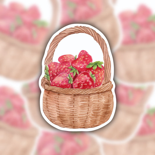 strawberry basket sticker - farmers market sticker - waterproof sticker - RF Design Company- trendy sticker