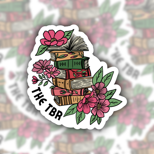 tbr florals sticker - to be read sticker - waterproof sticker - gifts for readers - RF design company