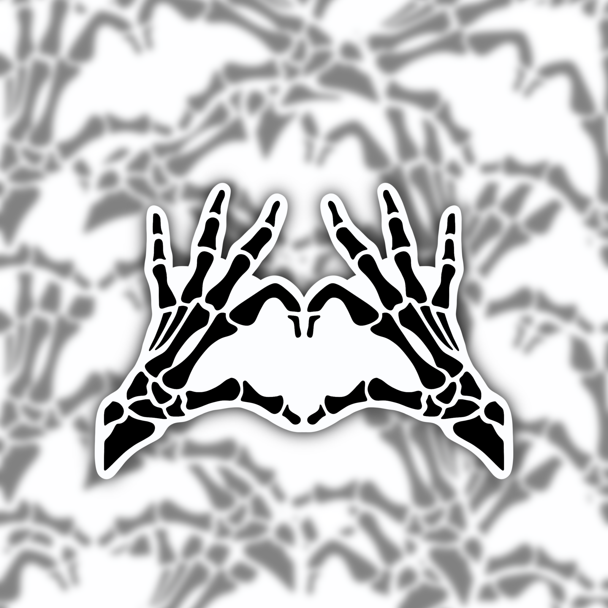 Skeleton Heart Hands sticker